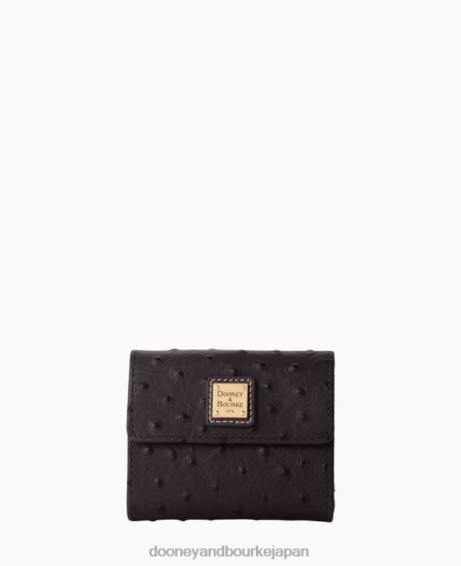 Dooney & Bourke オーストリッチ スモール フラップ クレジット カード ウォレット A4V004076 アクセサリー 黒