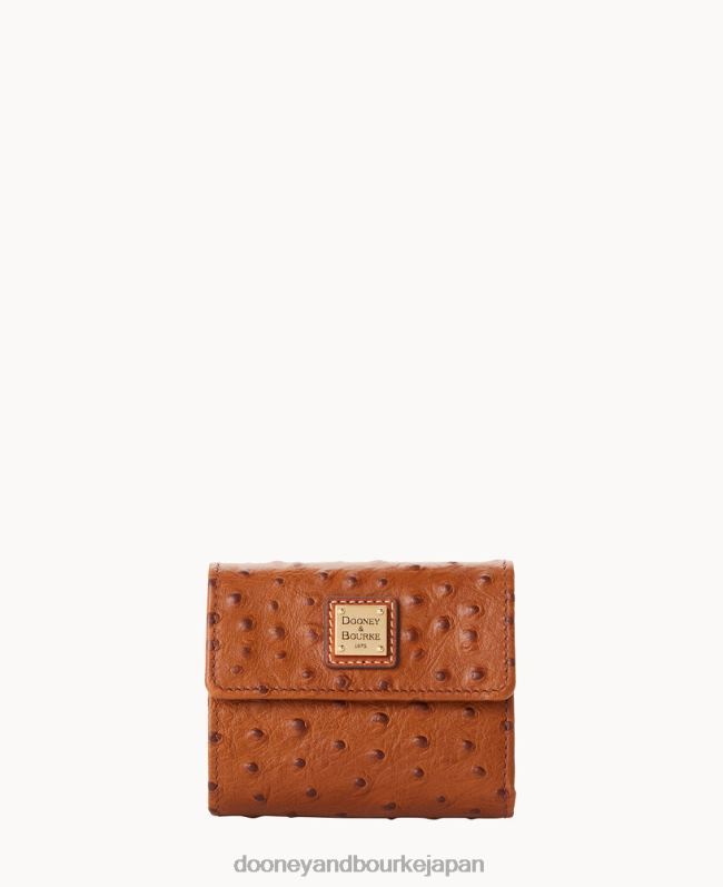 Dooney & Bourke オーストリッチ スモール フラップ クレジット カード ウォレット A4V004078 アクセサリー カラメル