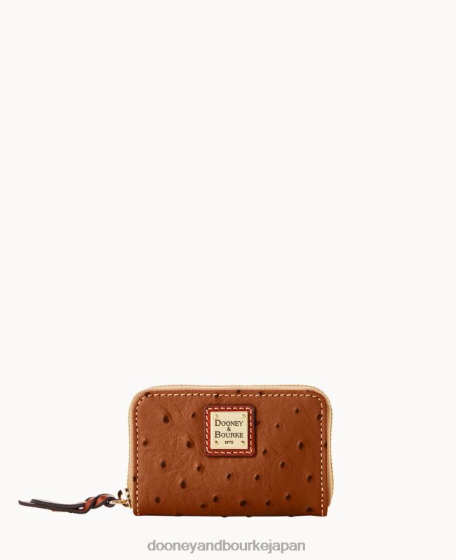 Dooney & Bourke オーストリッチ ラージ ジップ アラウンド クレジット カード ケース A4V004092 アクセサリー カラメル