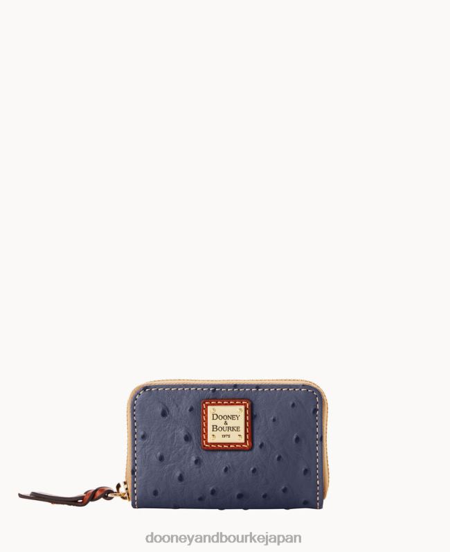 Dooney & Bourke オーストリッチ ラージ ジップ アラウンド クレジット カード ケース A4V004094 アクセサリー スチールブルー