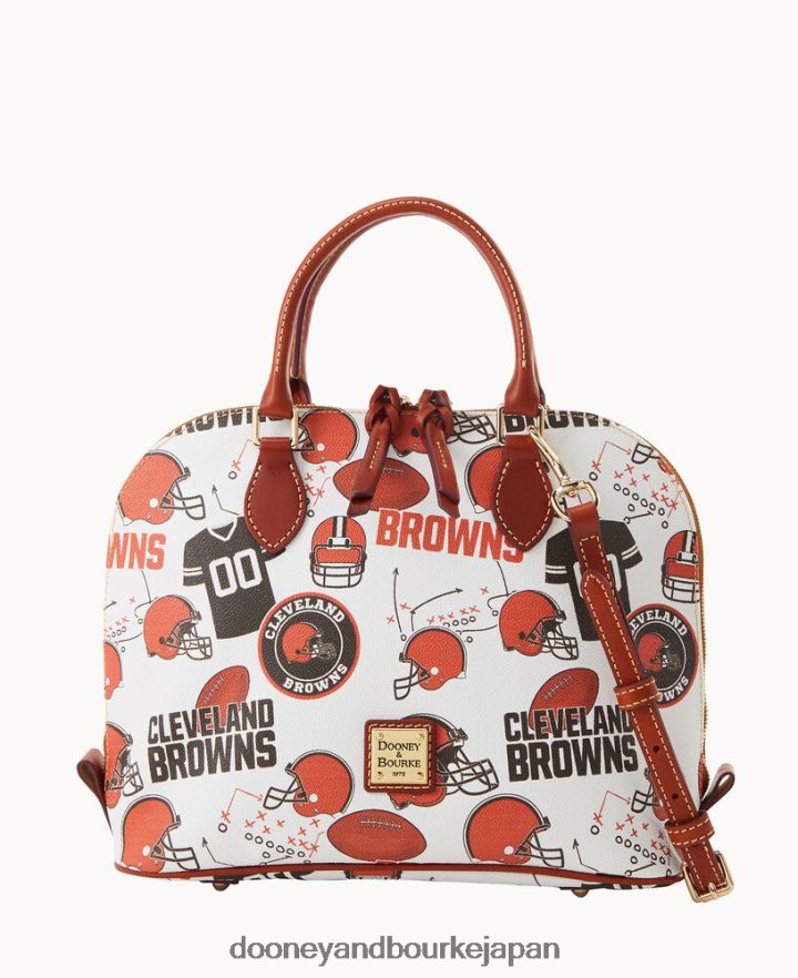 Dooney & Bourke NFL ジップ ジップ サッチェル ブラウン バッグ T6X2XP458