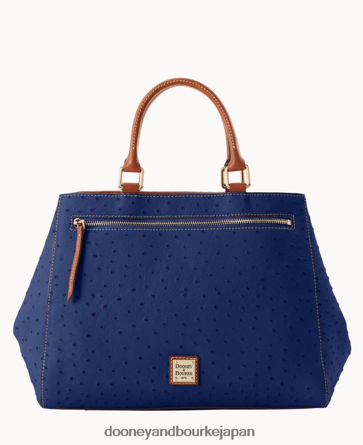 Dooney & Bourke オーストリッチ ジップ サッチェル 海軍 バッグ T6X2XP243