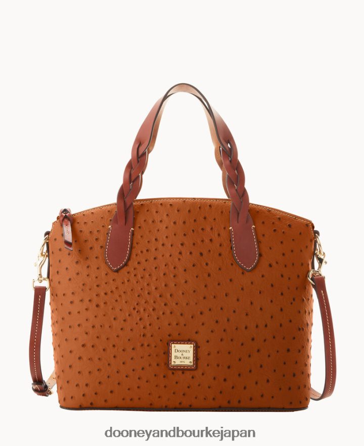 Dooney & Bourke オーストリッチ セレステ サッチェル カラメル バッグ T6X2XP553
