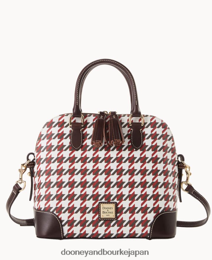 Dooney & Bourke 千鳥格子 ドーム型 サッチェル レンガ バッグ T6X2XP794