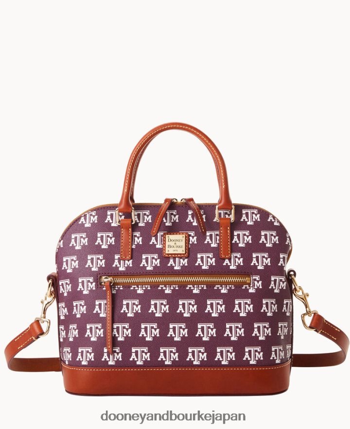Dooney & Bourke カレッジ テキサス achr(38)m ドーム型ジップ サッチェル テキサス午前＆中 バッグ T6X2XP343