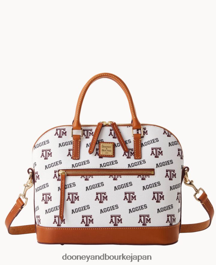 Dooney & Bourke カレッジ テキサス achr(38)m ドーム型ジップ サッチェル テキサス午前＆中 バッグ T6X2XP344